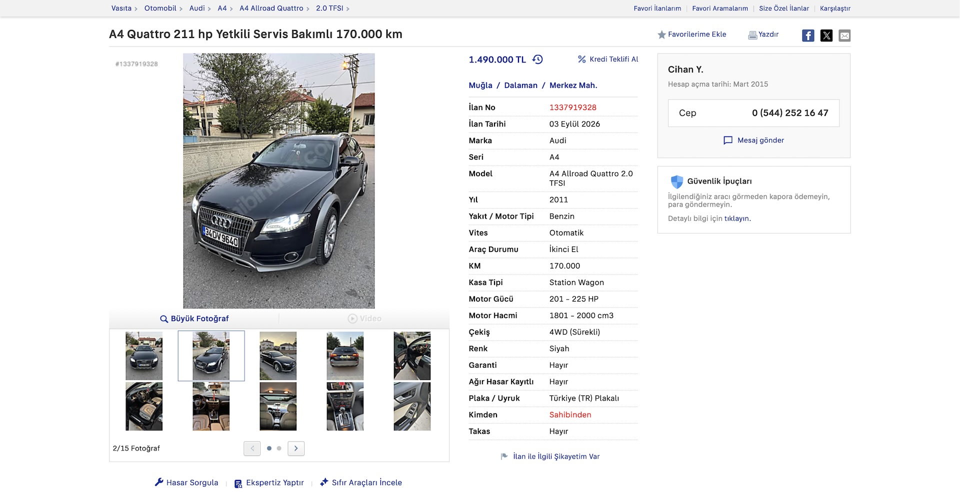 Üyemizden satılık 2011 Audi A4 Allroad Quattro 2.0 TFSI