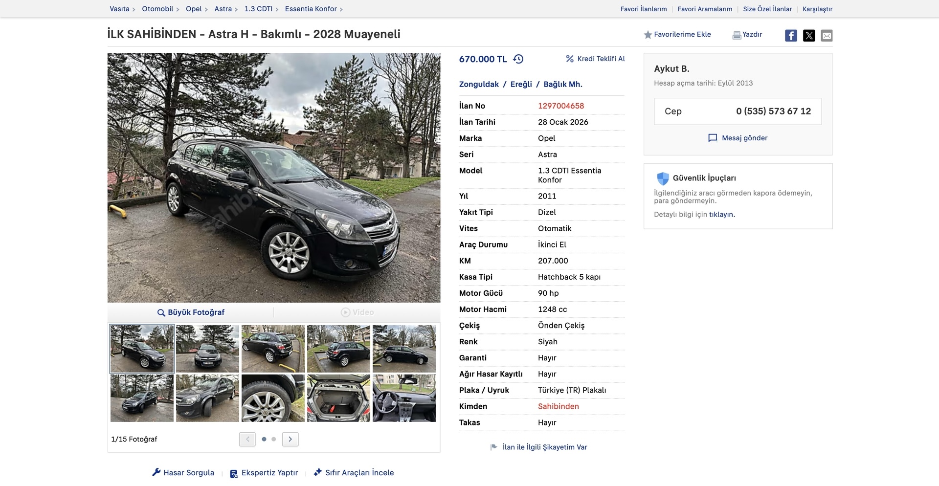 Üyemizden satılık 2011 Opel Astra 1.3 CDTI